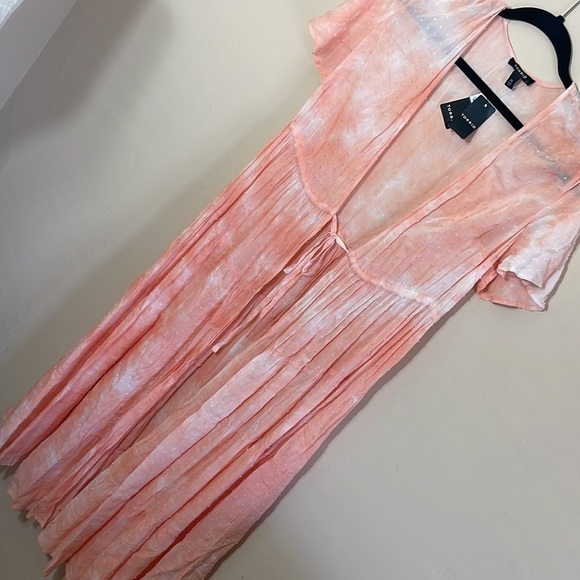 Torrid size 00 M/L PEACH TIE-DYE CLIP-DOT KIMONO - Picture 10 of 12